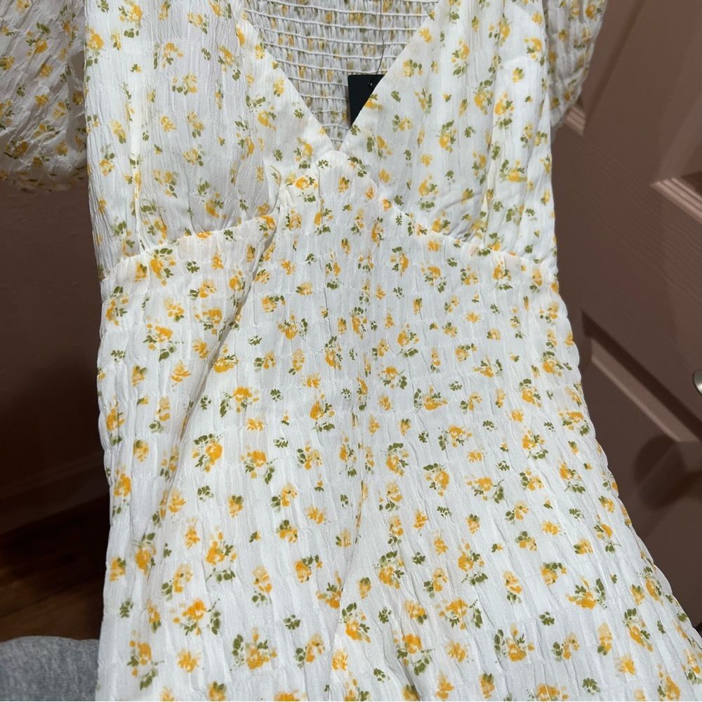 Lulus Flirtatious Fit White Floral Print Puff Sleeve Mini Dress - Picture 6 of 9